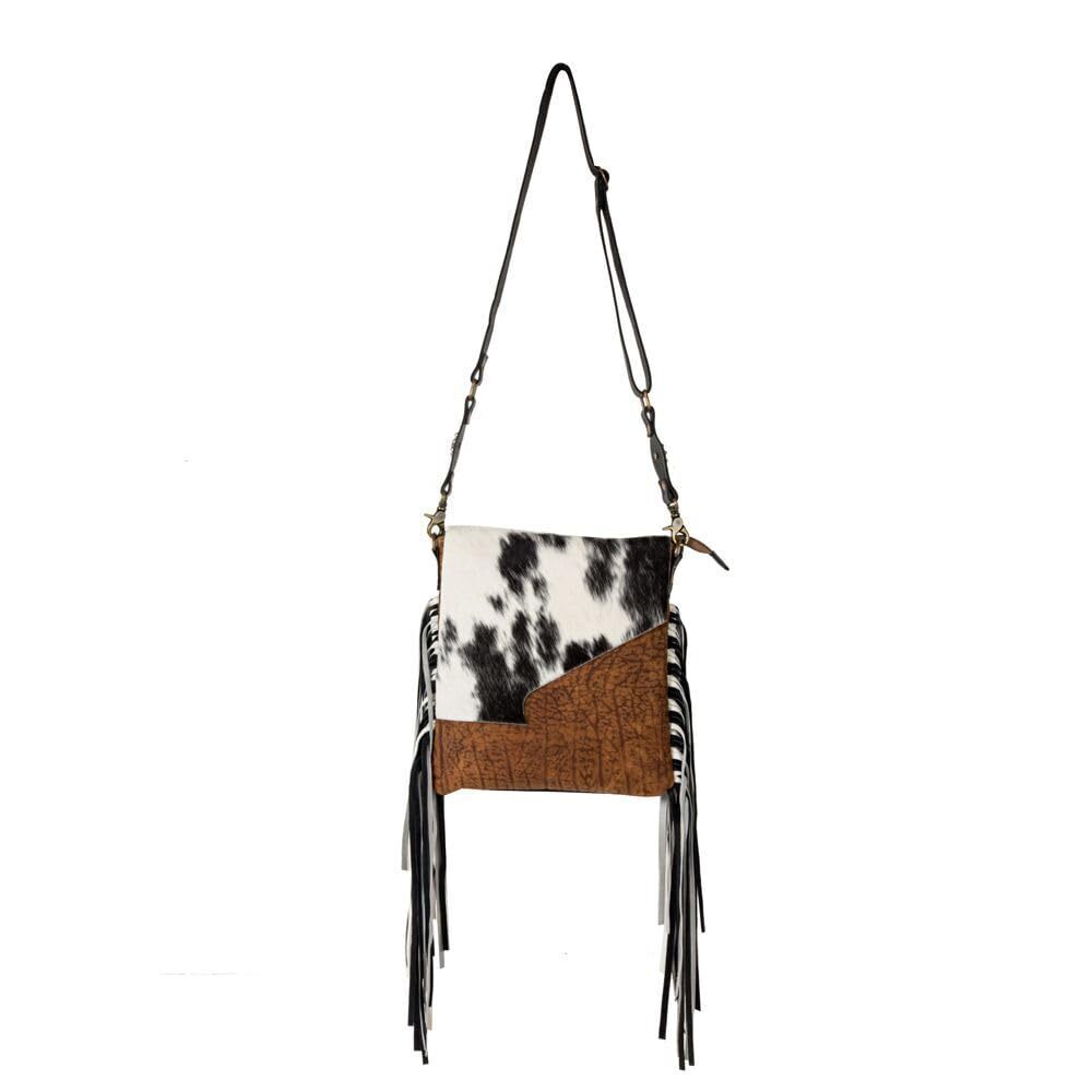 3513 Western Leather Crossbody Bag , Hairon Upcycled Flap Boho Bag - Picture 5 of 7